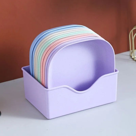 10-Piece Plastic Serving Plate Set with Holder