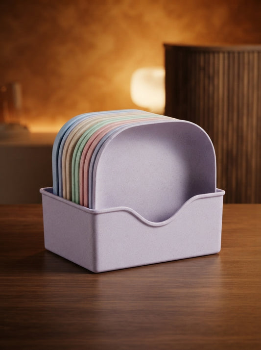 10-Piece Plastic Serving Plate Set with Holder